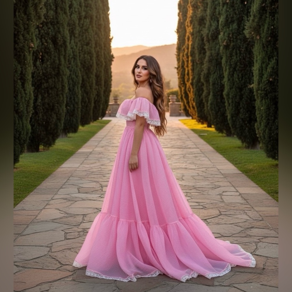 Selkie | The Pink Ice Cream Gingham Romance Novel Gown | Size XL